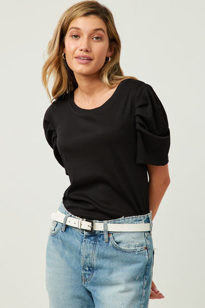 Black Ribbed Knit Top