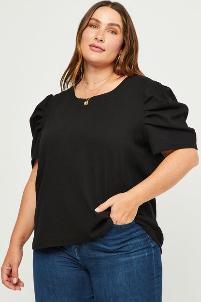 Pleated Ribbed Knit Top
