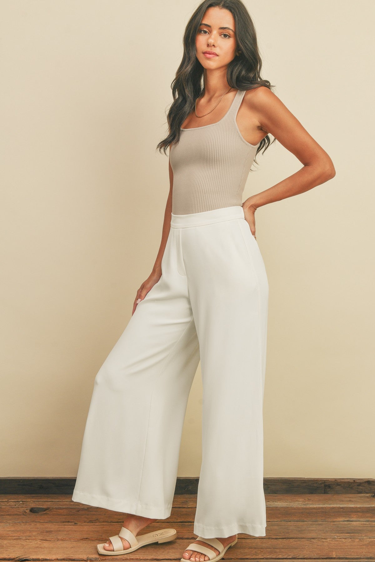 Ivory Wide Leg Pants