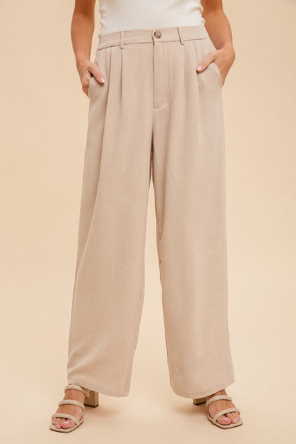 Woven Oat Wide Leg Pants