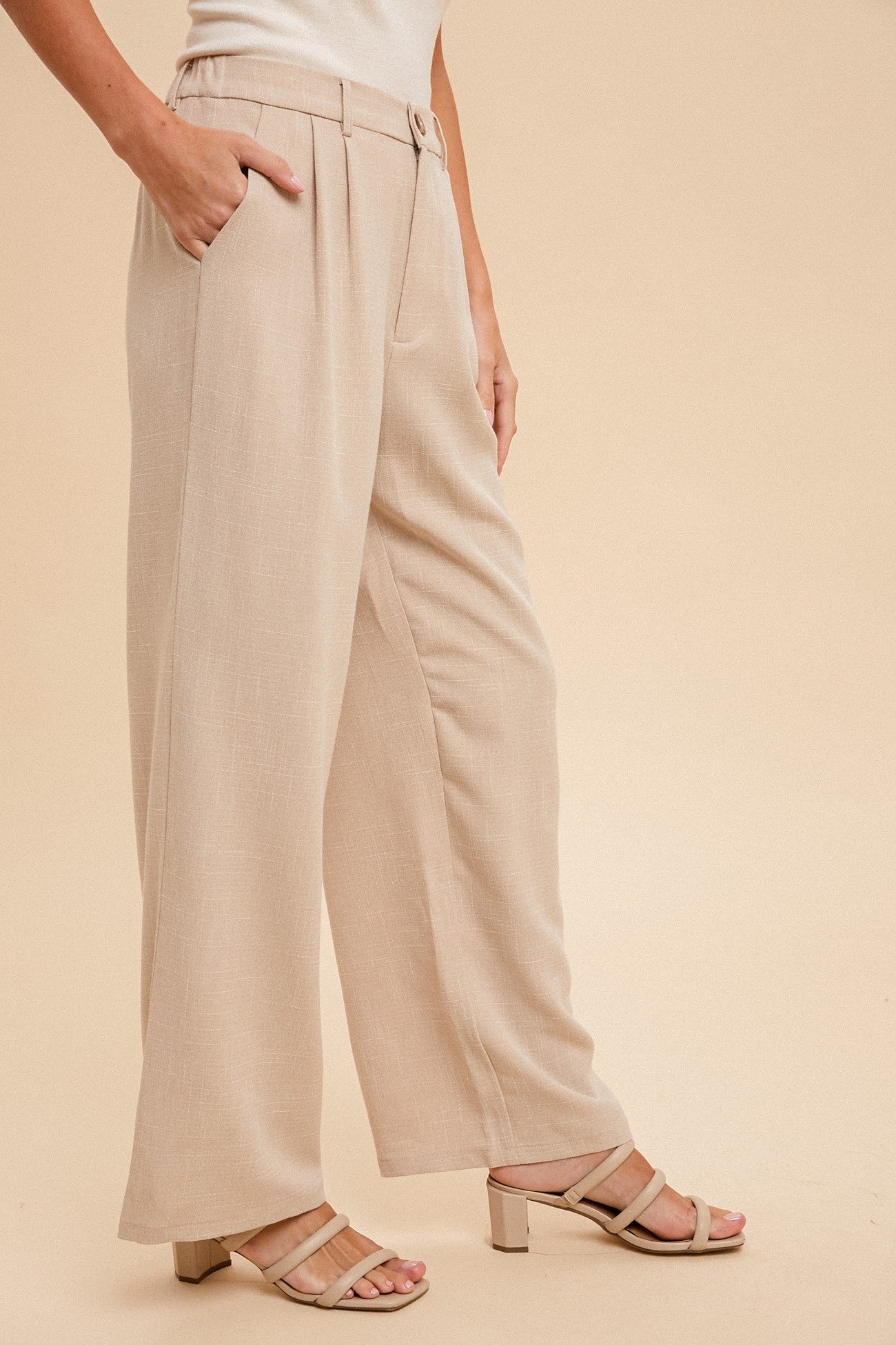 Woven Oat Wide Leg Pants