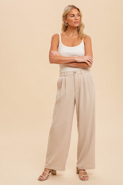 Woven Oat Wide Leg Pants