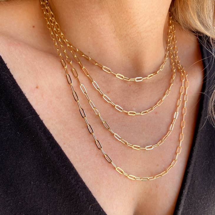 Paperclip Short Link 18" Gold Filled Necklace