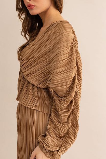 Pleated Kimono Top in Cinnamon