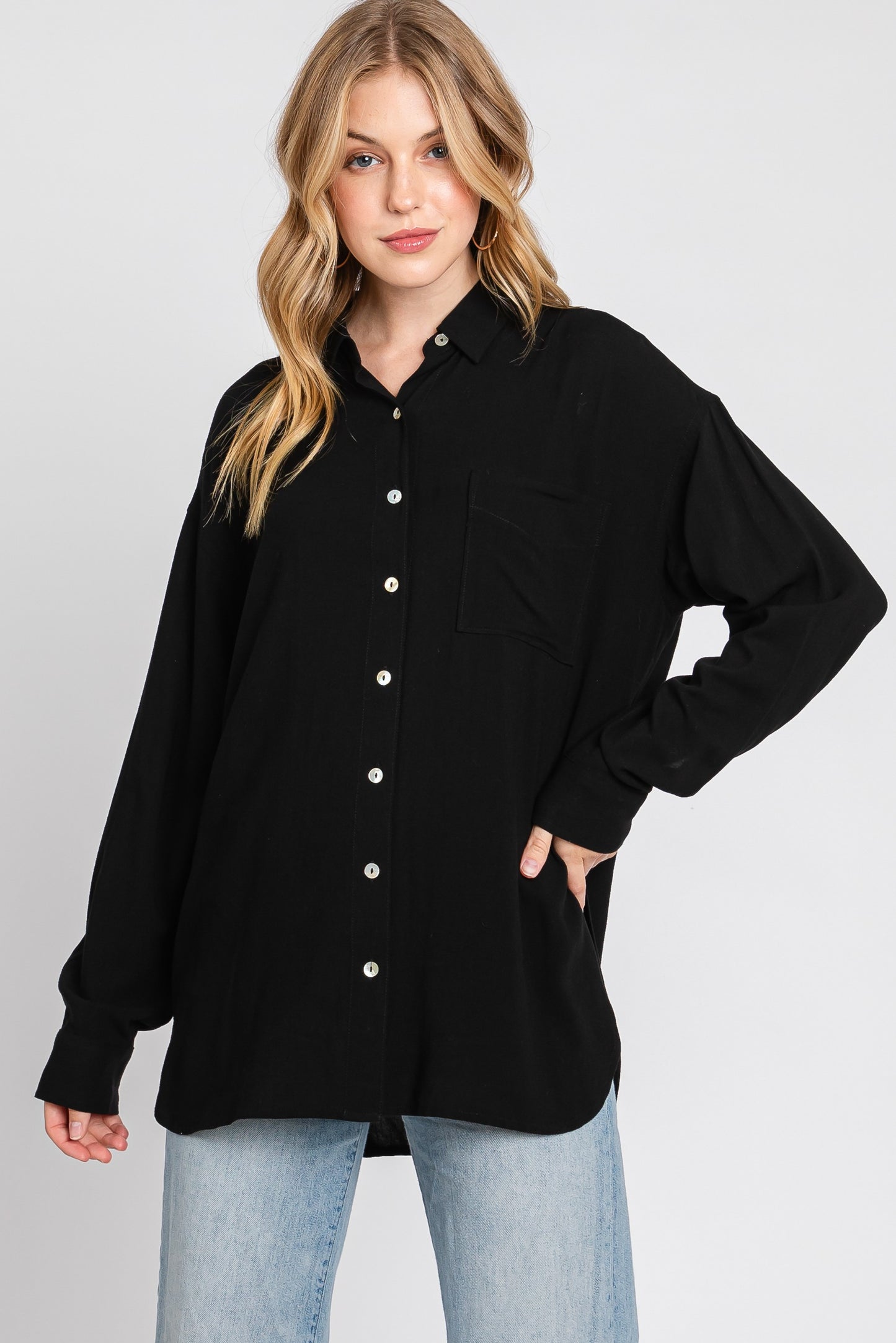 Black Button Down Top