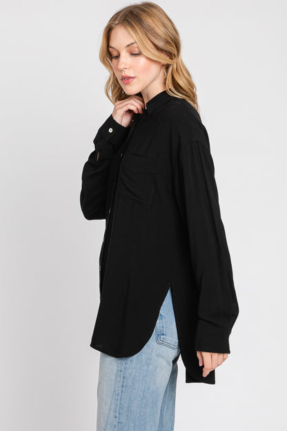 Black Button Down Top