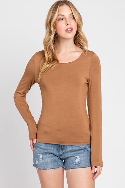 Cinnamon Basic Rounded Neck Top