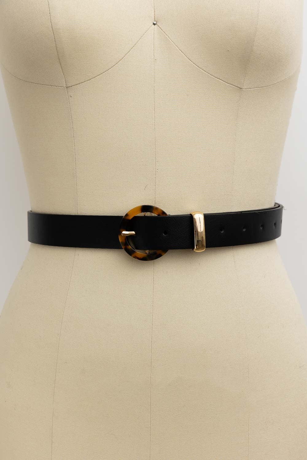 Tortoise Shell Faux Leather Belt x Black