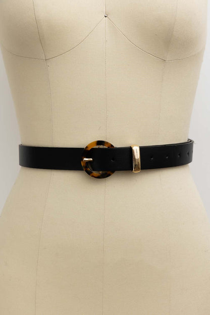 Tortoise Shell Faux Leather Belt x Black