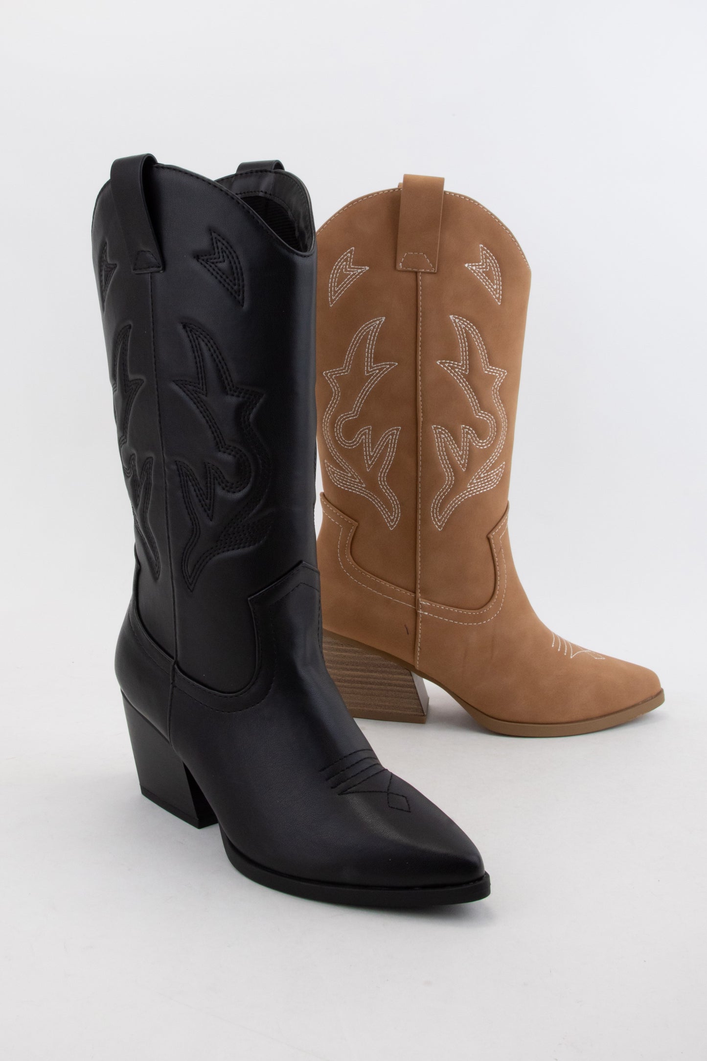 Black Embroidered Western Boots