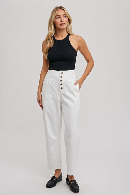 High-Rise Ankle-Cropped Pants