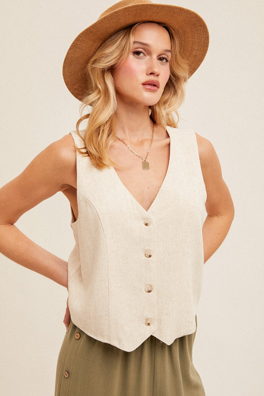 Oat Linen Vest