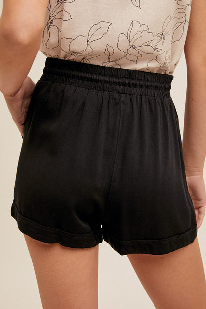 Midnight Rayon Twill Shorts