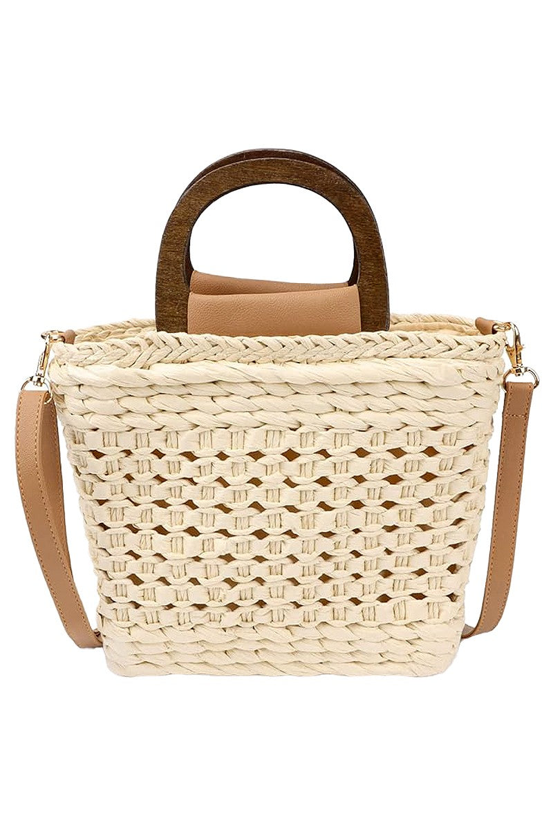 Square Basket Weave Bag x Ivory