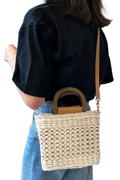 Square Basket Weave Bag x Ivory