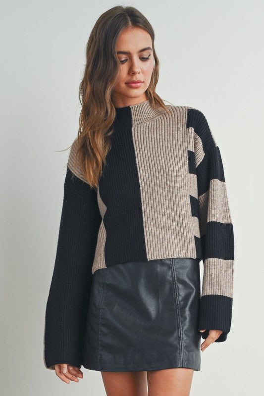 Color Block Sweater in Black