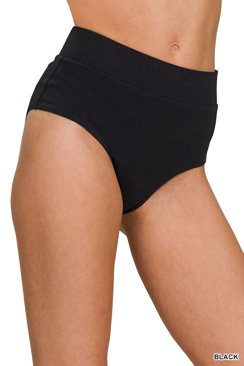 Black Cotton High-Waist Underwear