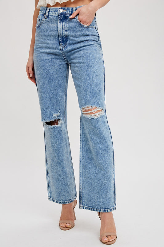 High-Rised Washed Distressed Jeans