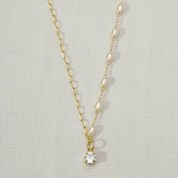 Pearls & Cubic Zirconia 18k Gold Filled Necklace