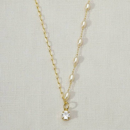 Pearls & Cubic Zirconia 18k Gold Filled Necklace