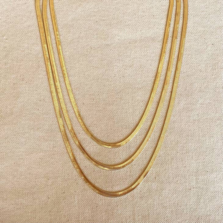 4mm Herringbone 18k Gold Filled Necklace