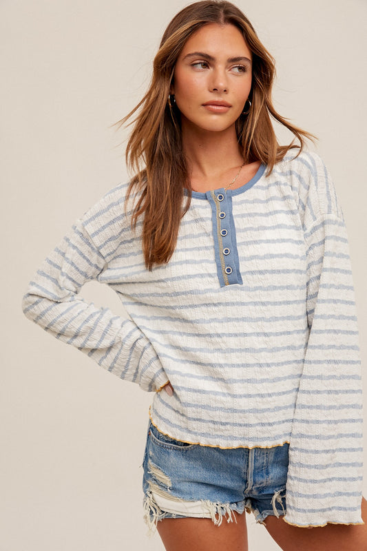 Dusty Blue Stripe Top