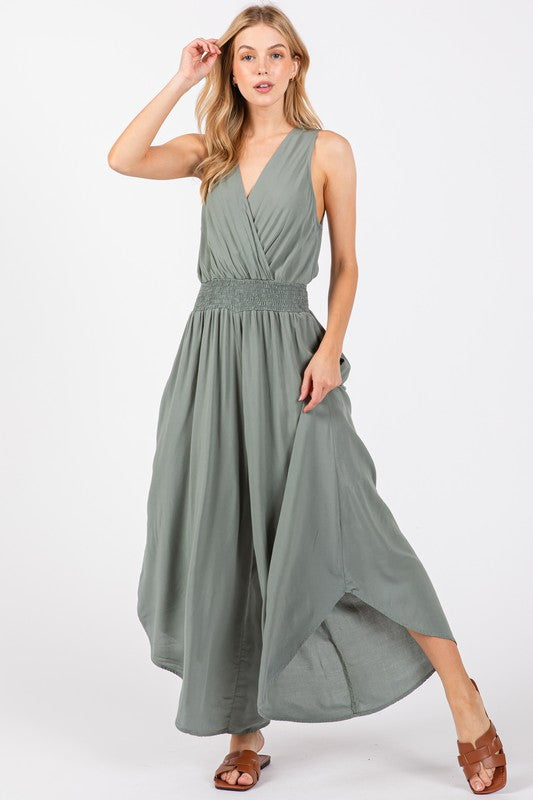 Washed Jumpsuit in Sage