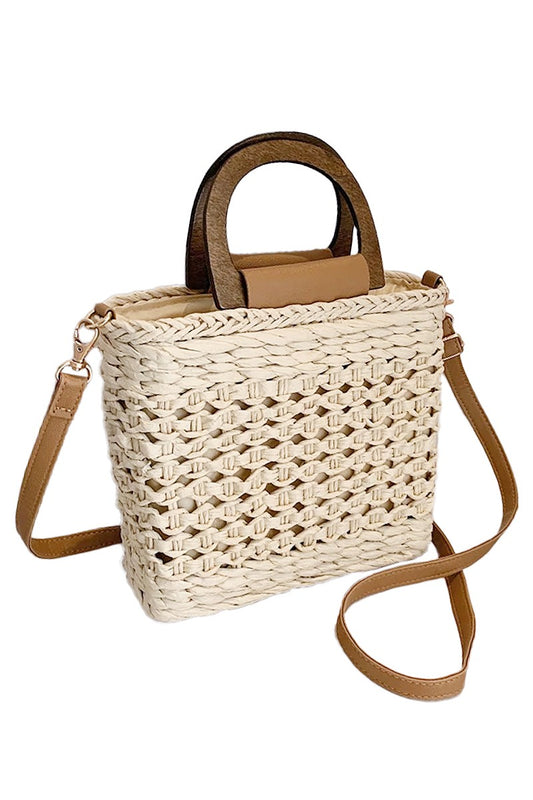 Square Basket Weave Bag x Ivory