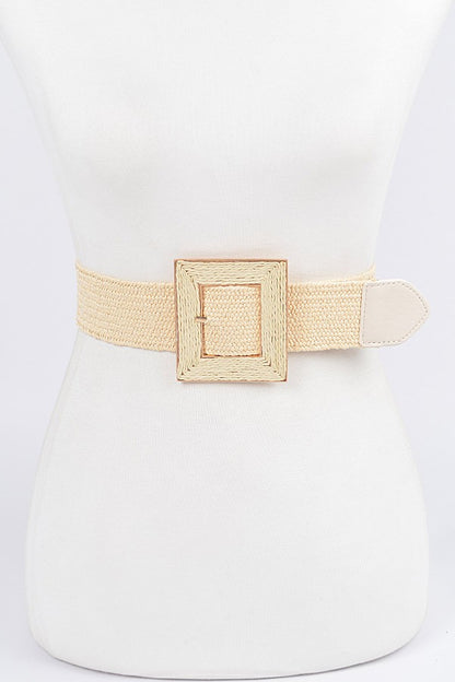 Straw Square Buckle Belt