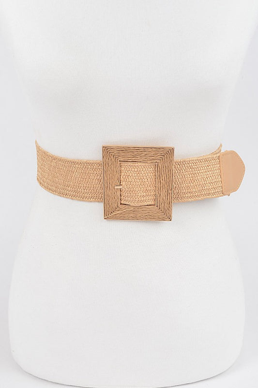 Straw Square Buckle Belt