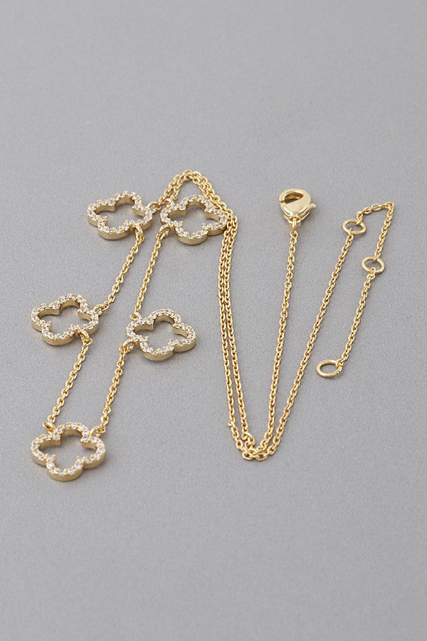 Gold Clover Cut Charm Necklace