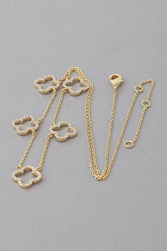 Gold Clover Cut Charm Necklace