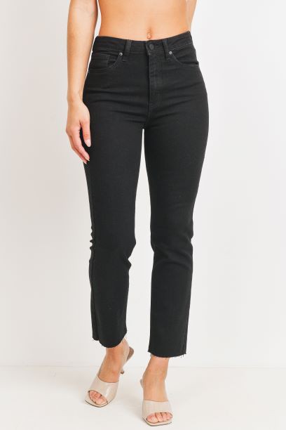 Black Cropped Straight Leg Jeans