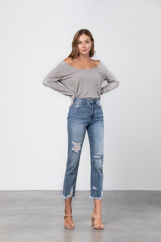 Cotton Straight Leg Jeans