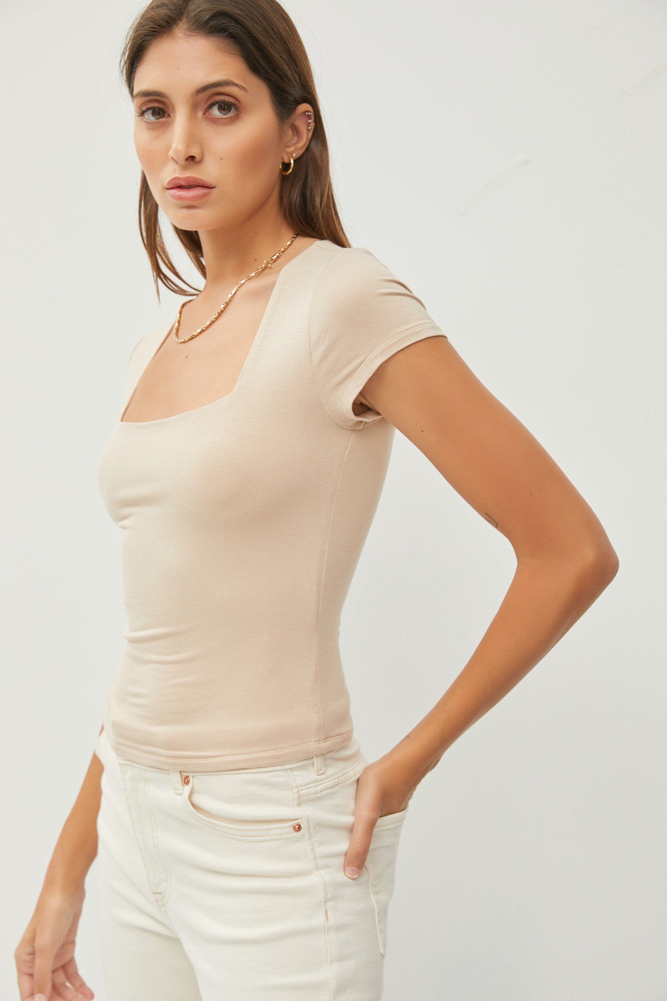 Basic Taupe Square Top