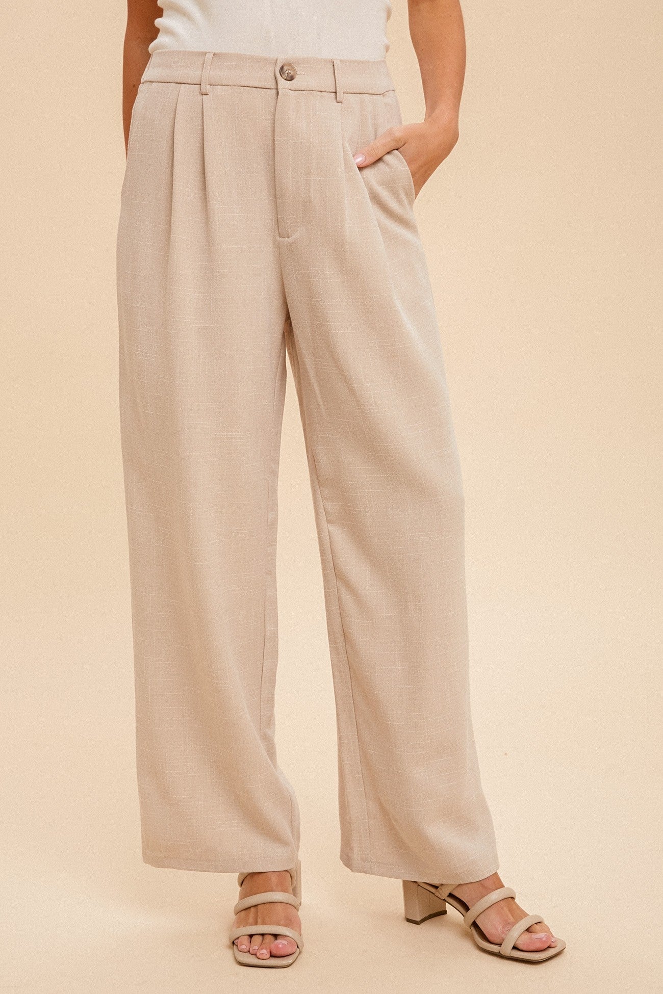 Woven Oat Wide Leg Pants