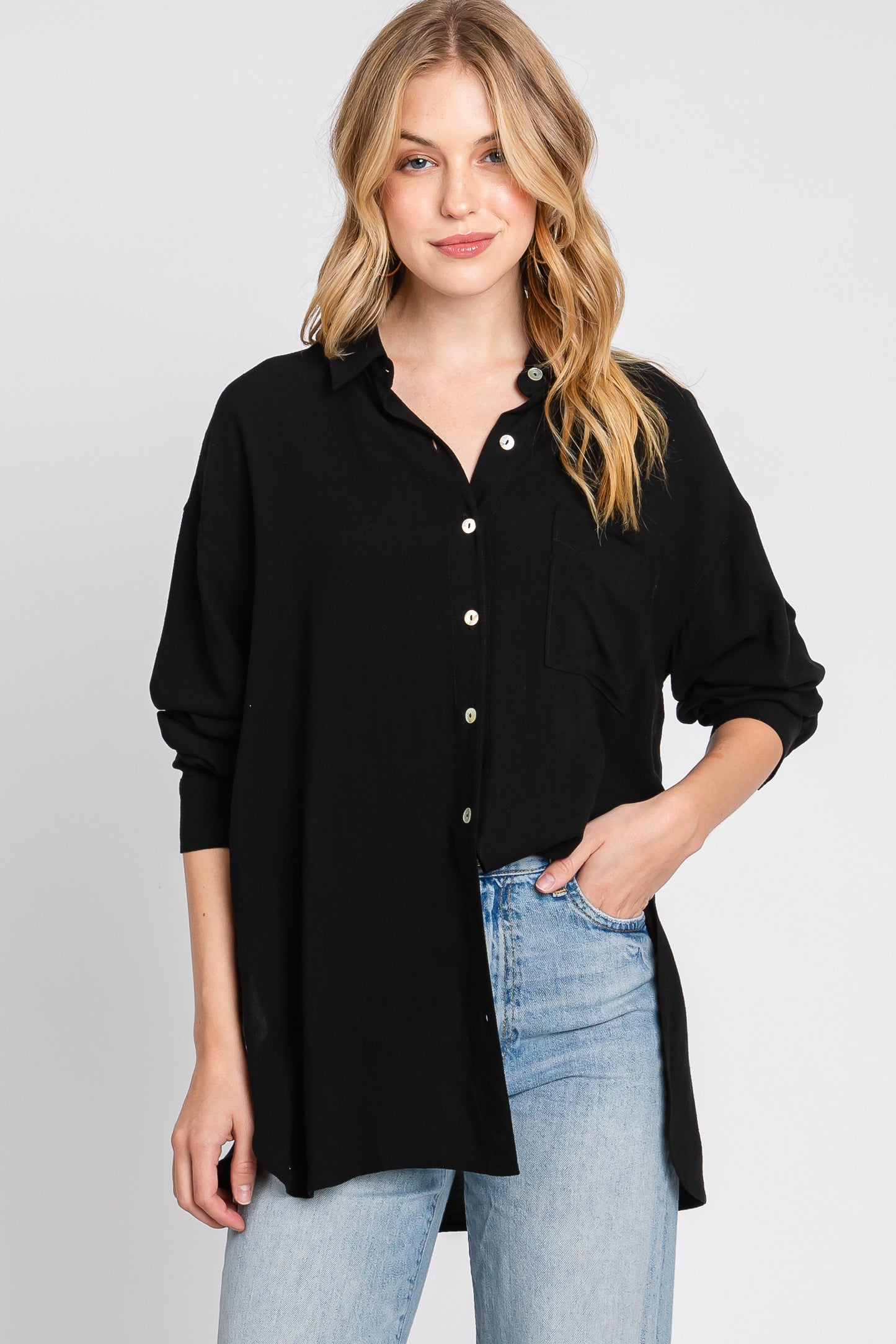 Black Button Down Top