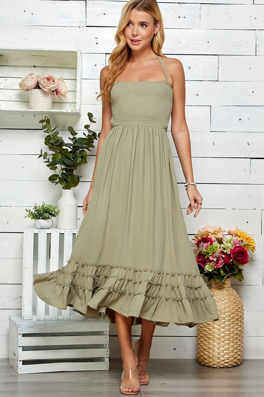 Soft Sage Halter Dress