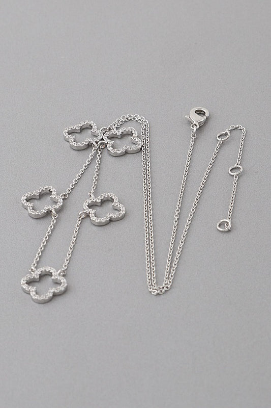 Silver Clover Cut Charm Necklace