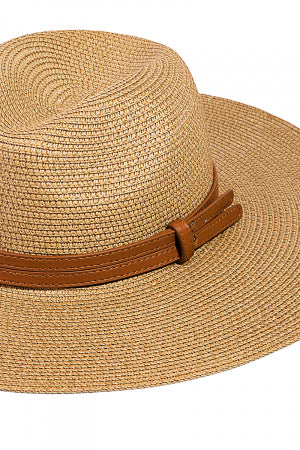 Straw & Leather Belt Sun Hat